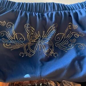 Blue butterfly mini shorts